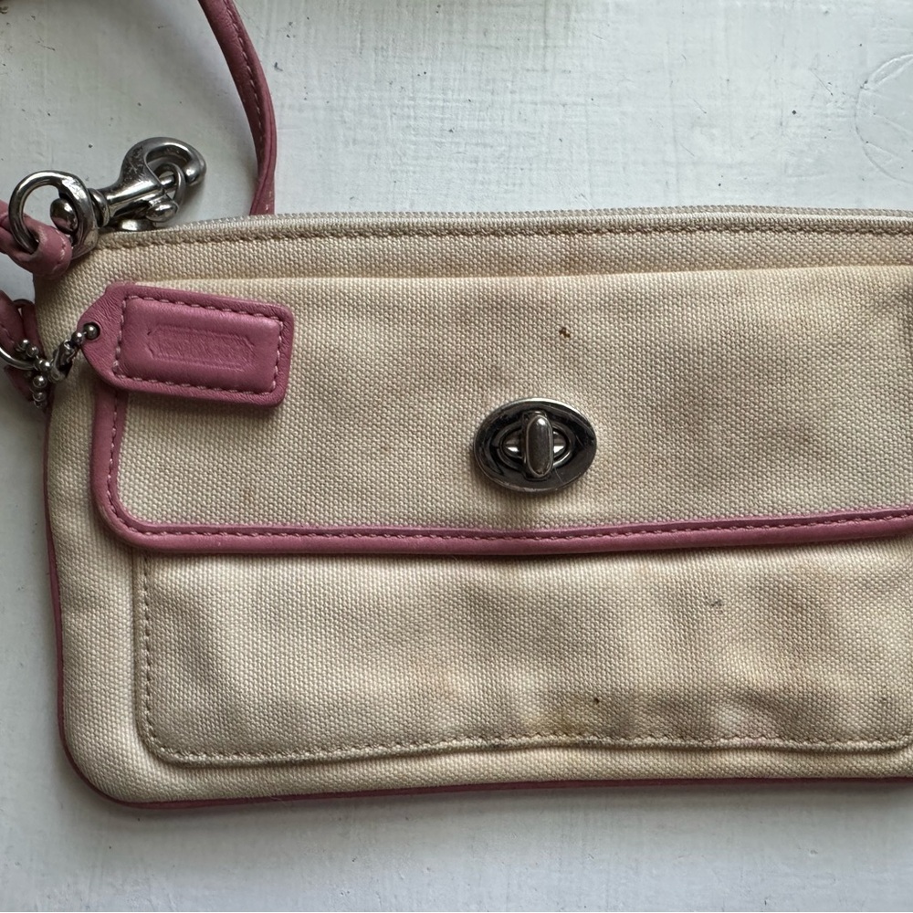 Coach Pink and Cream Women's Wristlet